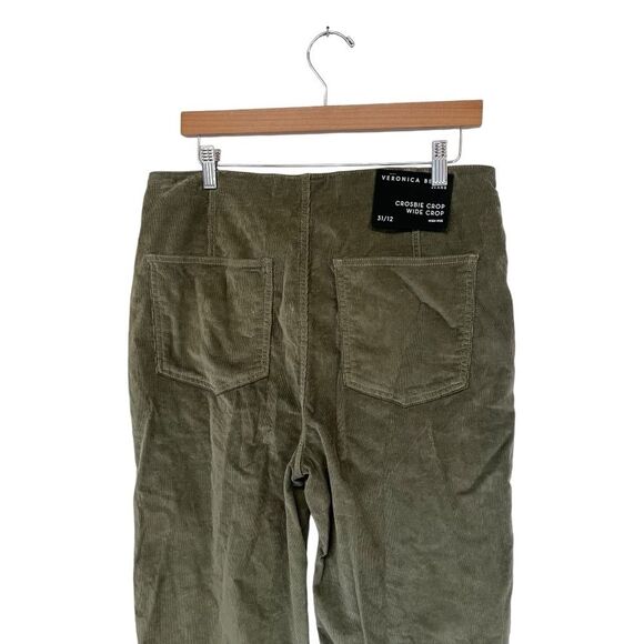 NWT Veronica Beard | Crosbie Crop Green Clover Corduroy Wide Crop Leg Pant 31/12 - Picture 6 of 11